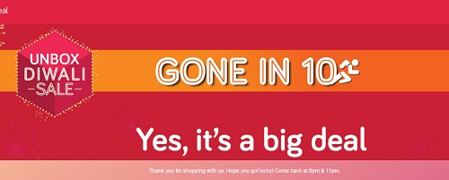 India Desire : Snapdeal Unbox Diwali Gone In 10 Sec Sale : Crazy Deals At 5 PM Today